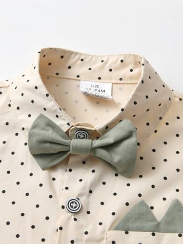 Boarnseorl Baby Boys Pants Sets,Infant Long Sleeve Shirt + Pants + Bow Tie + Suspenders,Toddler Gentleman Outfits4