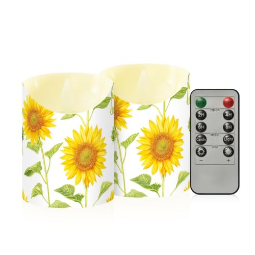 Velas LED falsas de girasol blanco decorativas a pilas para tocador de baño lote de 2 unidades