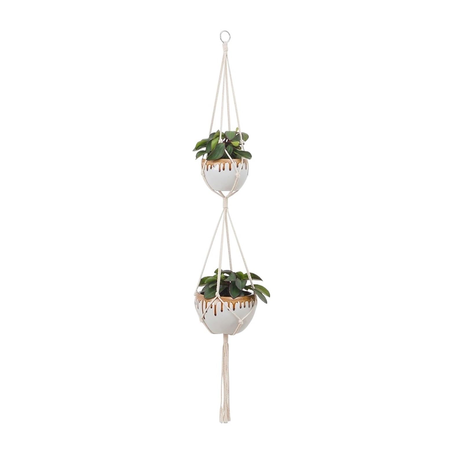 Appendini per Piante Macramè Macrame Plant Hanger Cesti Portavasi da fiori Balcone Appeso a parete Fioriera Decor Annodato Corda di sollevamento Forniture for il giardino domestico(Type 1)