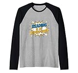 Leer es mi Superpoder Divertido Dicho cómico Camiseta Manga Raglan