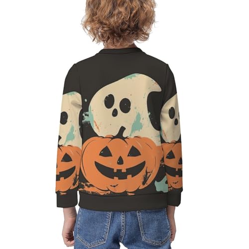 Halloween Cute Ghosts PumpkinChildren's Casual Pullover Sweatshirt Loose Fit7-9Y2