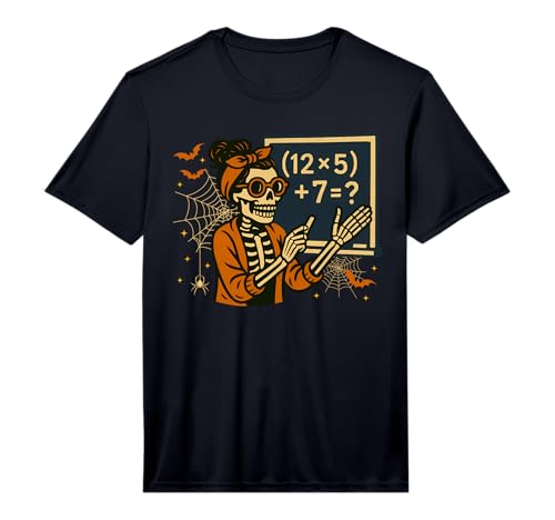 67 Teacher Halloween Skeleton Six Seven Meme Math Performance T-Shirt