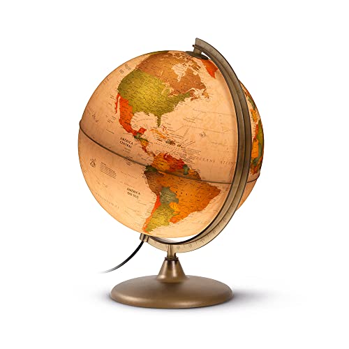 Globo Terrestre Discovery Creation 30cm Iluminado | Tecnodidattica | Cartografia Politica Estilo Antigo | Textos em português do Brasil | Diâmetro: 30 cm