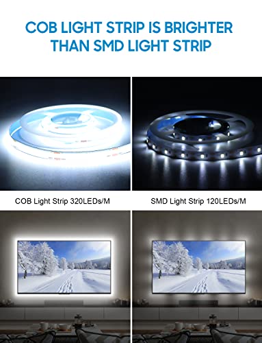 Tlinkosta Led Strip Lights White, 16.4Ft Dimmable Smart Led Light Strip Work With Alexa, 24V, 1600Leds, 6500K Cob Led Lights For Bedroom #TOP2