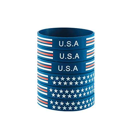 BRANDWINLITE Silicone Rubber Wristbands Bracelets with Red line American Flag Blue,Blue Line American Power Eagle Black and White Line Army Green for American Patriots, Army and Sport Fans