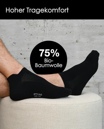 NYME Skarpety do sneakersów Premium z bawełny organicznej - męskie i damskie - opakowanie 6 i 10 szt. - stopki - krótkie oddychające skarpety - idealne do uprawiania sportu i rekreacji - rozm. 35-50