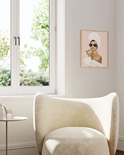 Haus And Hues Pink Framed Wall Art, Audrey Hepburn Wall Art Framed, Glam Wall Decor, Pink Pictures Wall Decor, Makeup Wall Decor, Celebrity Framed Art, Vogue Framed Art (Beige, 12X16) #TOP5
