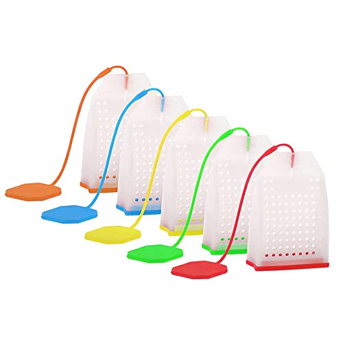 5 Piezas Filtro para Té, Colador para Té, Colador de Infusor de Té, Silicona Infuser, Infusores de Té de Silicona, Bolsa de Filtro de Té, Filtro de Té Reutilizables, Perfecto para Tazas de Té Cover