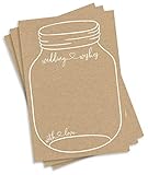 50 Wedding Wishes Advice Cards - Rustic Kraft Mason Jar (50-Cards) Reception Wishing Guest Book Alternative, Bridal Shower Games Note Card Marriage Best Advice Bride to Be or for Mr & Mrs