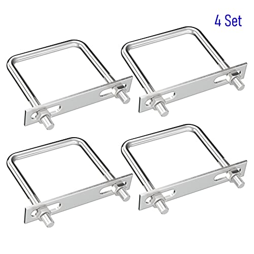 Image of 4 Sets 304 Stainless Steel Square U-Bolts 3.54 inch(90mm)Inner Width, 4.72 inch(120mm)Length Stainless M10 with Nuts, Frame Plate, Accessories for Automobiles Trailer, Boat Trailer Industrial Parts