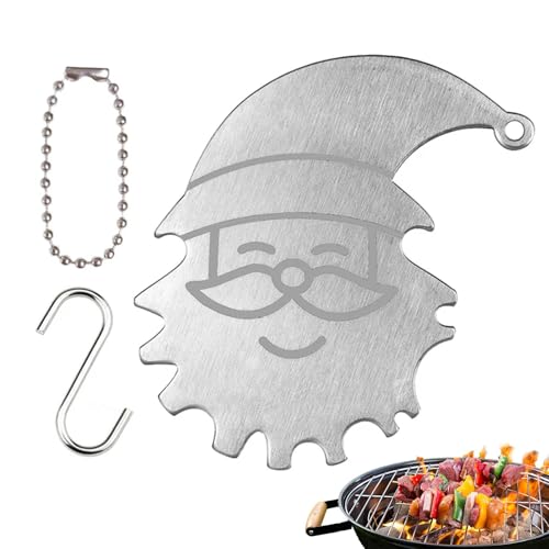 Rascador de parrilla de barbacoa, limpiador de acero inoxidable con forma de Papá Noel, raspador para limpieza, herramientas de plancha, para una fácil limpieza