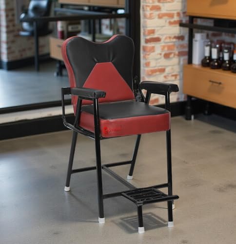 Image of Beauty Parlor Massage Chair Salon Barber Cutting Beauty Parlor Chair Made of Iron Frame, with Push Back System and Cushioned Back Seat (Red Black) Already Assembled