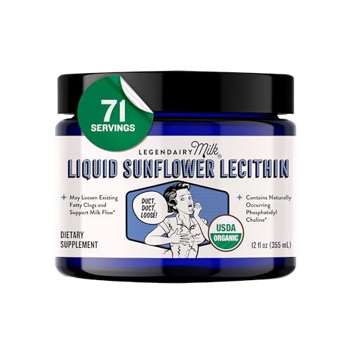 Image of Legendairy Milk Sunflower Lecithin Liquid 12Fl - Breastfeeding Supplements for Clogged Milk Duct Relief & Milk Flow - Phosphatidyl Choline for Lactation Support, 71 Servings