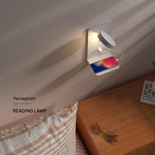 2 Stück LED Wandleuchte Innen mit USB Ladeanschluss,12W Touch Dimmbar Wandlampe mit Schalter & Stecker, 350° Drehbare Leselampe Wandmontage für Schlafzimmer Bettseite, Wohnzimmer, Arbeitszimmer Hotel