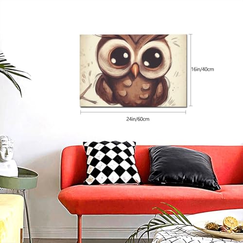 Toile chouette HD mur blanc triste solution déco salon et bureau - 3
