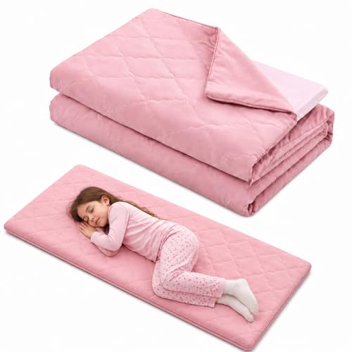 Mindsoft Pink Nap Mat Cover Quilted for Sheet Girls Boys Soft Microfiber Cot Sheet Fits 45 x 19 Mattress for Toddler Daycare Preschool Kindergarten