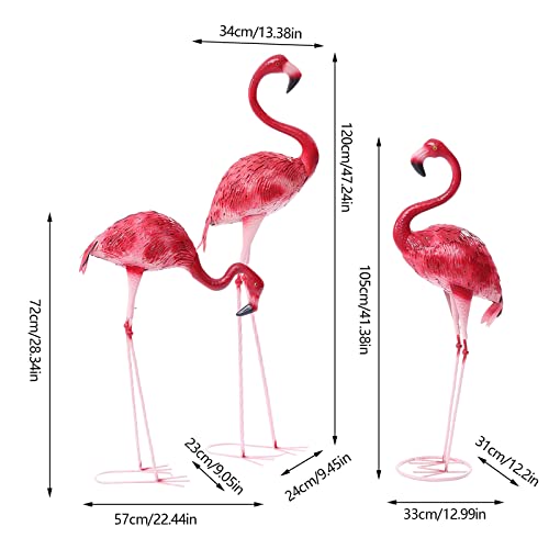 image for YONYIDEA 3 Packs Flamingo Garden Statue, Pink Flamingo Yard Decoration