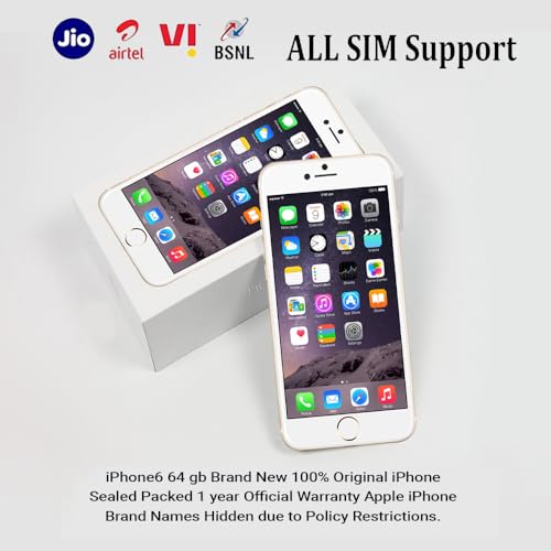 Image of Original Smartphone Compatible with Apple iPhone 6 Gold (64GB Storage with 1-Year Warranty)