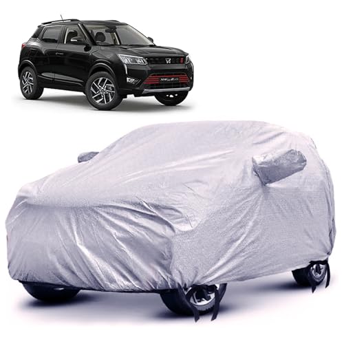Image of SENSI Waterproof, UV Protection Car Cover for Mahindra XUV300 with 4 Tyre Belts & Mirror Pockets|, 3-Layer Stitched, Cover - Protects Against Dust, Sun & Rain