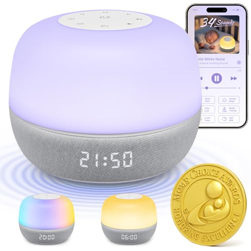 Image of 2025 Mom's Choice Awards | Sound Machine Baby White Noise Machine with Sunrise Alarm Clock & App Control – 360° RGB Night Light, Sleep Soother for Adults & Kids, Newborn Essentials Shower Gift