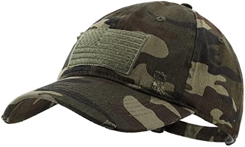 VODIORE American Flag Cap Embroidered USA Distressed Baseball Cap Dad Hat Green Camouflage