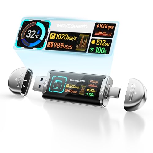 MOVE SPEED 1TB �\���b�h�X�e�[�g�h���C�u �X�}�[�g�f�B�X�v���C 1090MB/�b USB 3.2 Gen2 Type C �f���A���|�[�g�t�� ProRes 4K �r�f�I iPhone 17/16/15 Android Phone Window