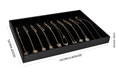 Image of Wudygirl Necklace Organizer Necklace Storage Jewelry Holder Organizer Necklace Holder Stackable Jewelry Trays for Women and Girl Velvet 20 Hooks (Necklace Tray)