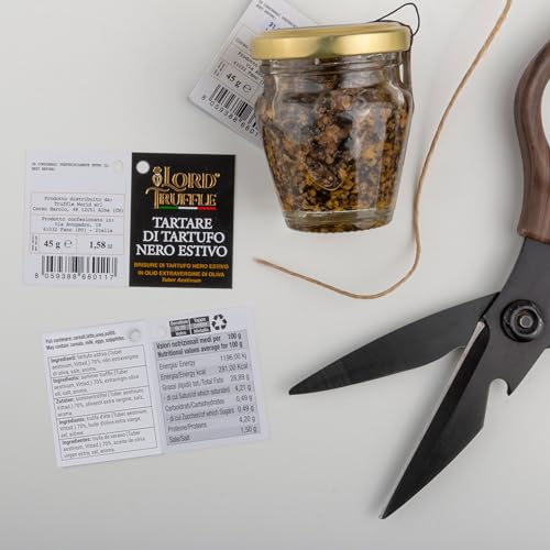 Italienisches Sommer-Carpaccio mit schwarzen Trüffeln 45 g, kostbaren frischen schwarzen Trüffeln der Saison erster Wahl, 100 % italienische Qualität