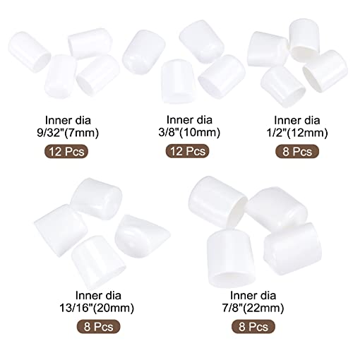 Image of MECCANIXITY Round End Caps Rubber Cover 48pcs 9 /32 inch 3 /8 inch 1 /2 inch 13 /16 inch 7 /8 inch White Screw Protector for Screw Bolt Pipe