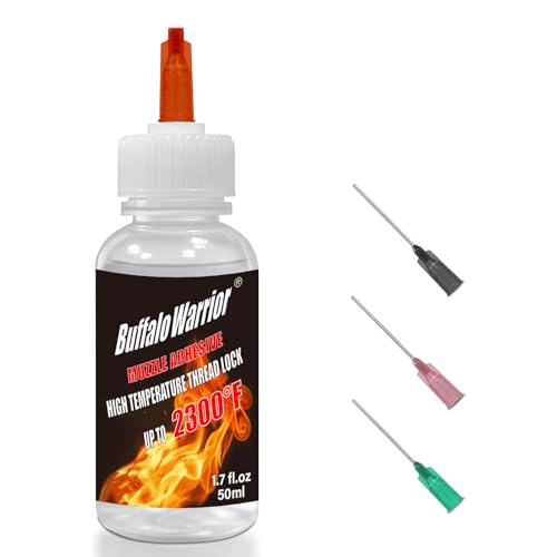 High-Temp Thread Locking Agent for Gun Muzzle Devices, Recoil Compensators & Mechanical Threaded Fasteners in High-Temp Dry Environments – Prevents Loosening, 2300°F, Removable (1, 1.7fl.oz,50ml)