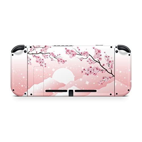Tacky Design Sakura Flowers Skin Compatible With Nintendo Switch Skin - Premium Vinyl 3M Cherries Blossoms Nintendo Switch Stickers Set - Switch Skin For Console, Dock, Joy Con - Decal Full Wrap #TOP4