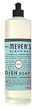 Mrs. Meyer's Clean Day Dish Soap, Cruelty Free and Biodegradable Dishwashing Liquid, Basil Scent, 474 ml Bottle