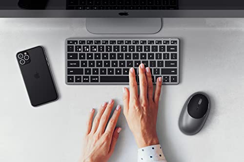 Satechi Slim X1 Bluetooth Backlit Keyboard – Illuminated Keys & Multi-Device Sync – For 2022 Macbook Pro/Air M2, 2021 Macbook Pro M1 Pro & Max, 2021 Imac, 2020 Mac Mini And More #TOP5