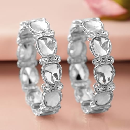 Image of Rubans Bangles Set of 2 Cubic Zirconia Ethnic Stylish Jewellery Gift for Women & Girls