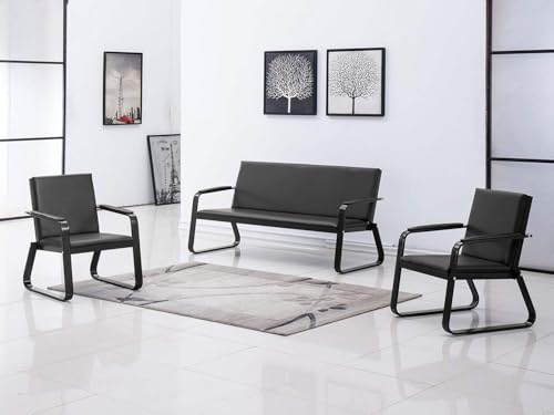 wonline Waiting Room Chair with Armrest PU Leather Office Furniture Bench Office Guest Seating Lobby Conference Reception Chairs for Airport Clinic Hospital Bank Salon Barber