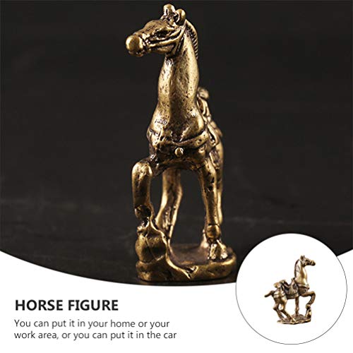 Favomoto Desk Topper Brass Horse Statue Wealth Horse Zodiac Horse Pendant Feng Shui Prop Horse Figure Statues Sculptures Home Office Decor Desk Topper Pendants #TOP1