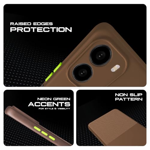 Image of AIBEX Premium Back Cover Case Compatible for Redmi 15A 5G | Scratch & Drop Tested Shockproof Matte Texture Case with Soft Microfibre Lining | Slim Fit Cover with Anti-Scratch Finish - Brown