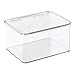 mDesign Set of 3 Stackable Plastic Containers? Perfect Kitchen Accessories As Food Containers? Ideal Also in the Fridge or Freezer ? With Lid ? Colour: Transparent