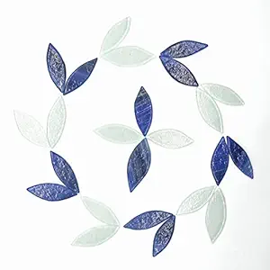 Sweven Art Mosaic Tiles,60x20mm Size Leaves, 3mm Thick, Textured Blue & White (Pack of 200Gms)