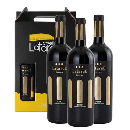 Latarce | Vino Tinto Barrica 2023 | Estuche 3 Botellas Vino | D.O TORO | 100% Tinta de Toro (Tempranillo) | Formato 75cl | Perfecto para Regalo