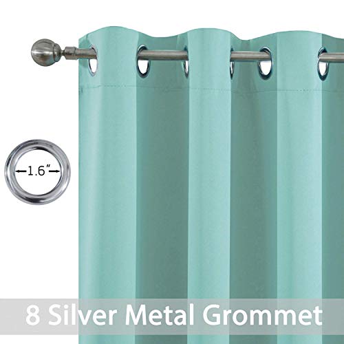Yakamok 36 Inch Blackout Curtains Panels with Grommets, Aqua Room Darkening Thermal Insulated Window Drapes for Living Room/Bedroom, W52 x L36, Aqua, 2 Panels
