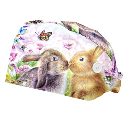Casquettes de travail ajustables et anti-transpirantes à motif lapin