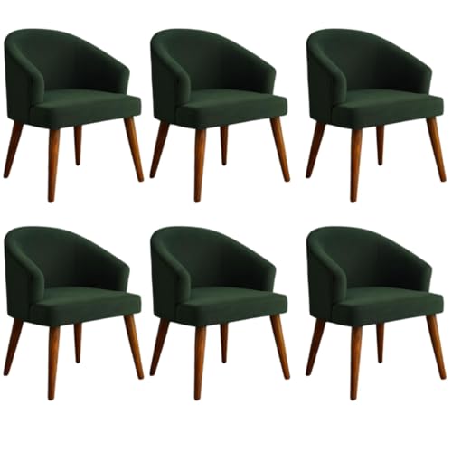 Image of WOODEN SPACE Velvetine Arm Chair for Living Room | Pure Sheesham Wood Legs & Premium Velvet Fabric | Vintage Accent Chair for Home & Office (Green Pack of 6)