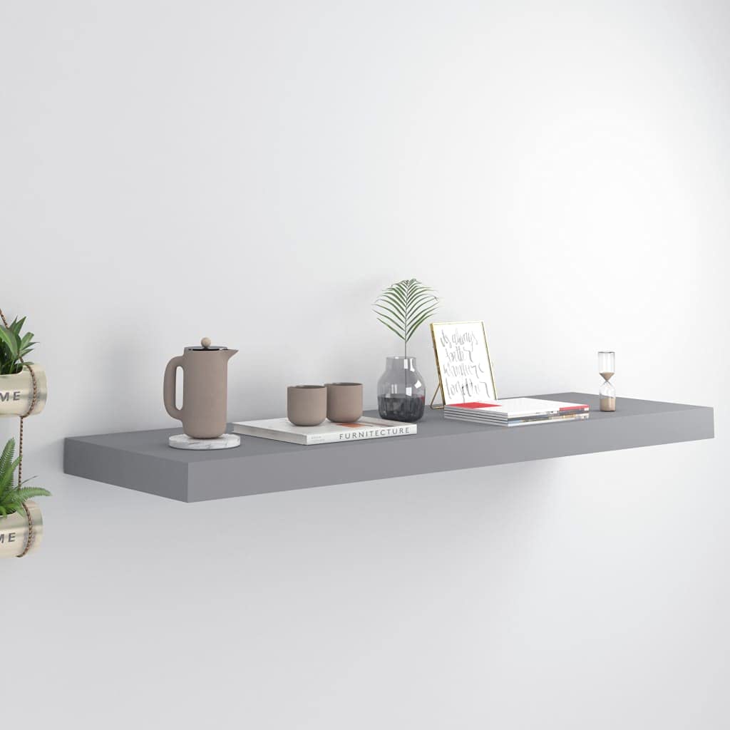 YUANCHUTOP Floating Shelves, Grey Wall Mounted Shelf with Invisible Brackets Book Plant Display Rack Storage for Bathroom Living Room Bedroom Entryway Hallway, 80cm