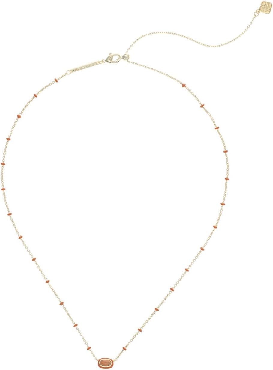 Kendra Scott Womens Mini Elisa Enamel Frame Short Pendant Necklace Gold Variegated Orange Magnesite One Size - Image 2
