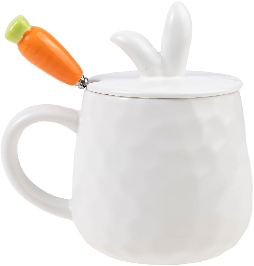 Rabbit, Carrot, Delicious Design, Rabbit Ears Collection, Carrot Spoon, Porcelain, Metal, 425 ml - Coffee, Tea, Chocolate, Cappuccino - Original Gift Idea