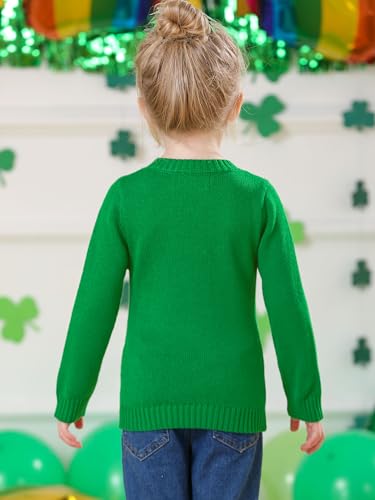 Image of Unisex Toddler St.Patrick's Day Clover Print Sweater Irish Shamrock Knitted Pullover Tops 12M-8Y
