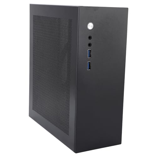 Gabinete compacto para PC, cubierta de malla perforada para disipación térmica eficiente, compatible con placa base Mini-ITX, soporte horizontal para uso doméstico miniatura 4