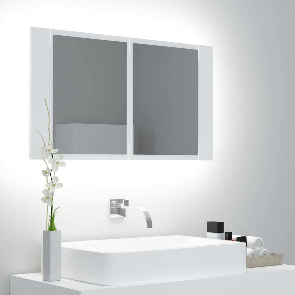 Armoire de toilette LED blanche en acrylique pour studio et hôtel