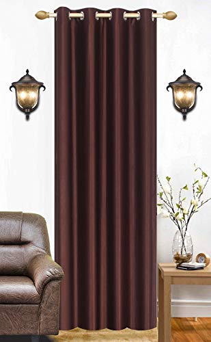 Image of Curtains 9 Feet Long for Living Room - Long Door Curtains Set 1 Pcs Panel, Solid Parda for Home Decor & Office Brown Colour 9 feet (48 x 108 Inch) - 1 Pcs